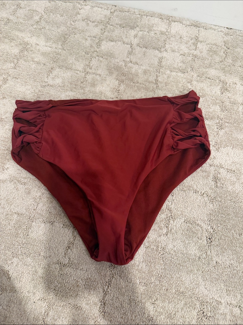High-Waist Women's Swim Bottoms - Burgundy